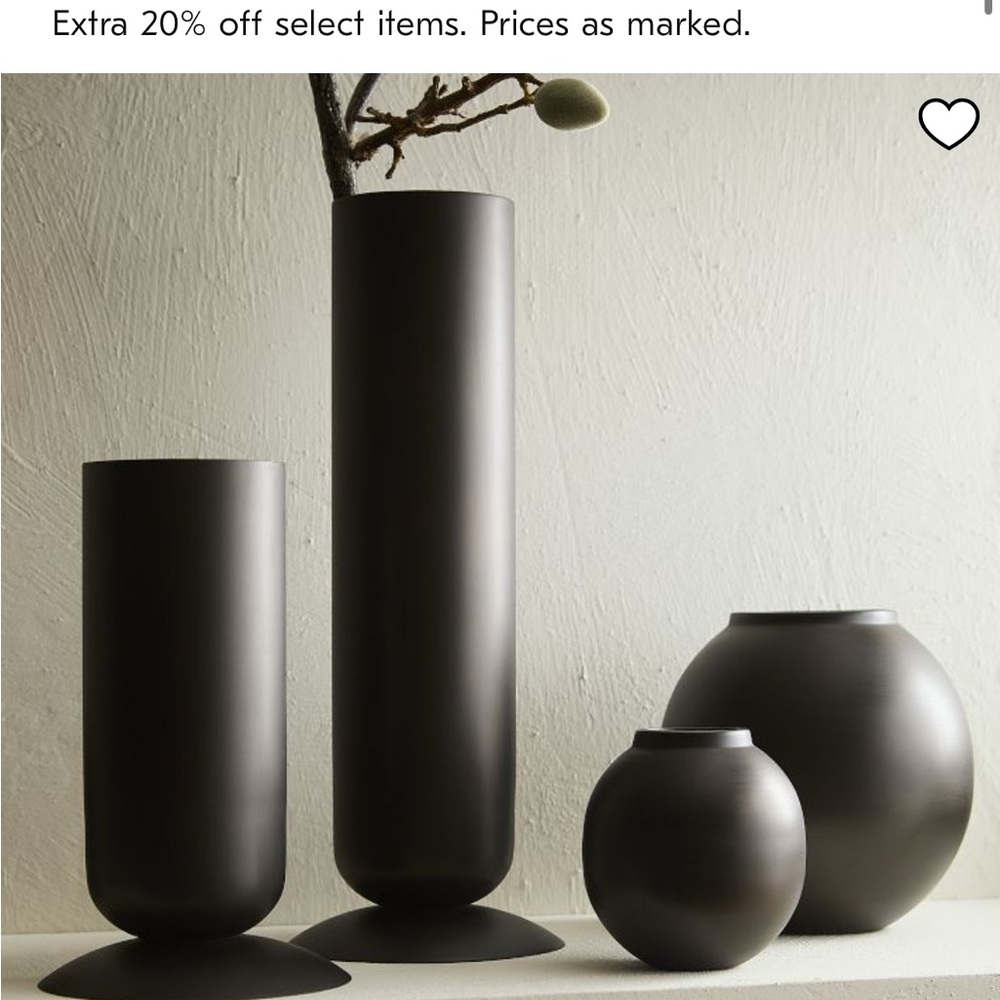 West Elm Matte Black Cylinder Vase